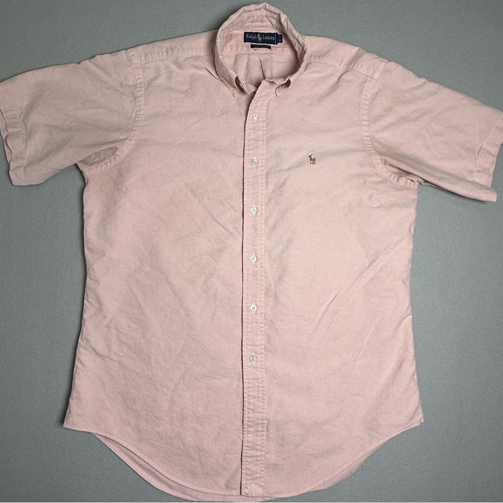 Vintage Polo Ralph Lauren Shirt Mens 16 37 Pink Button Up Short Sleeve Blaire
